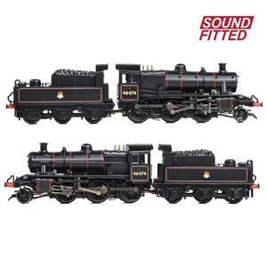 372-626BSF - LMS Ivatt 2MT 46474 BR Lined Black (Early Emblem) SOUND FITTED - 1